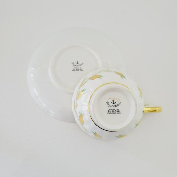 Royal Chelsea Golden Jade Teacup & Saucer, Gold Vines & Flowers, Royalcore Glam - Picture 7 of 16